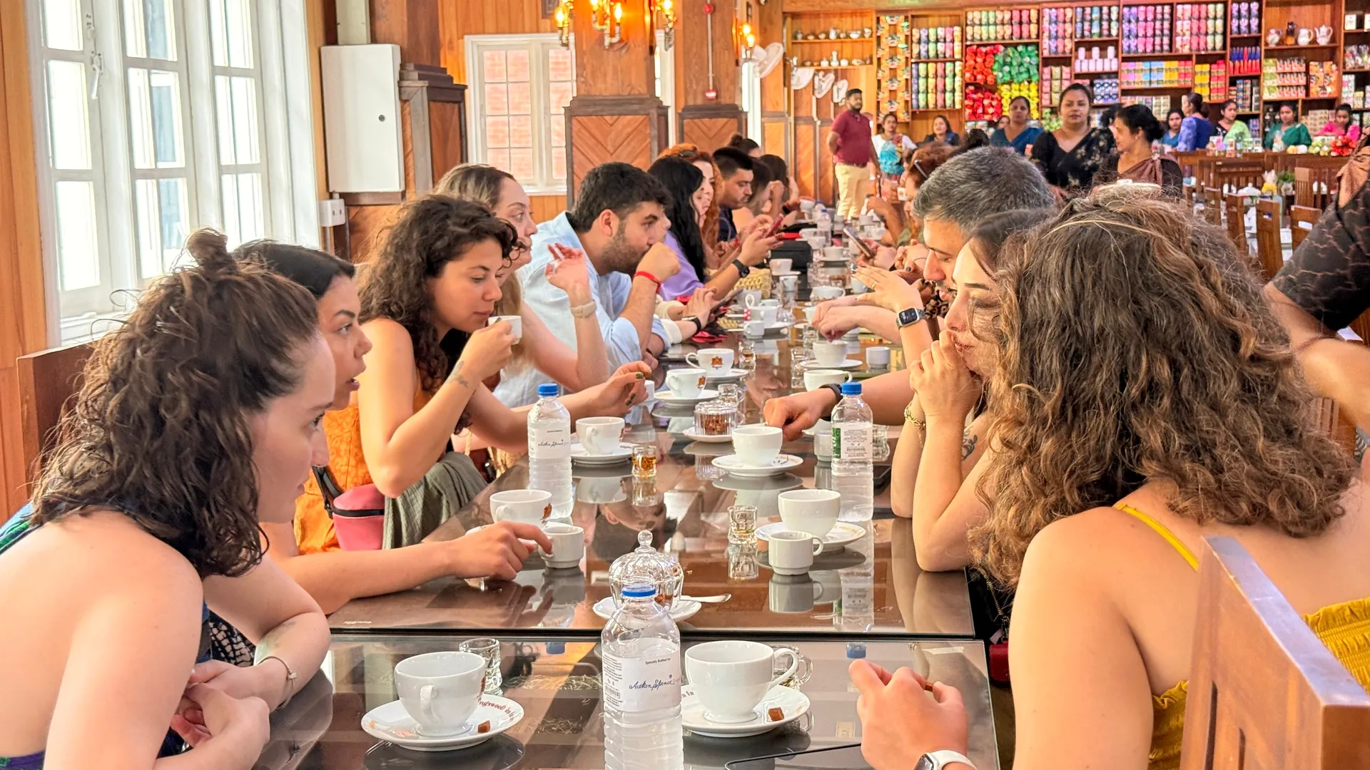 Guests enjoying a tea tasting at Kingswood
